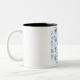 custom beach blue birthday 20s hand drawn ocean Two-Tone coffee mug