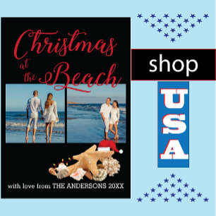 Custom Beach 🎄 Christmas Seashells Collage Holiday Card