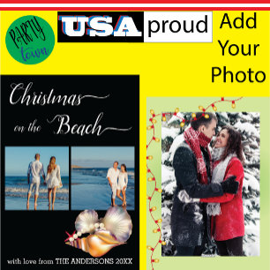 Custom Beach 🎄 Christmas Seashells Collage Holiday Card