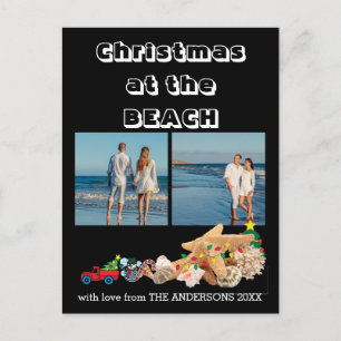 Custom Beach 🎄 Christmas Seashells Collage Holiday Postcard