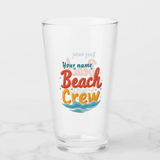 Custom Beach Crew Name Wave Design Glass