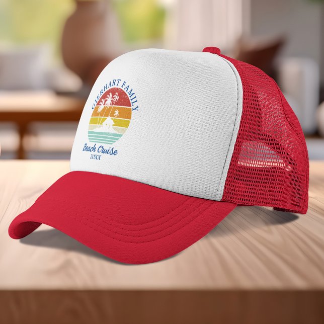 Custom Beach Cruise Family Reunion Matching Retro Trucker Hat (Custom Beach Cruise Family Reunion Matching Red Retro Trucker Hat)