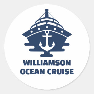 Custom Beach Cruise Nautical Anchor Trip Classic Round Sticker