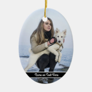 Custom Beach Dog and Girl  Photo template Ceramic Tree Decoration