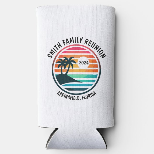 Custom Beach, Family Reunion, Vacation Slim Cooler (Front)