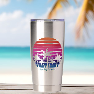 Custom Beach Girl Cute Tropical Palm Tree Insulated Tumbler