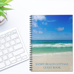 Custom Beach House Guest Book Ocean Photo Notebook