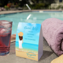 Custom Beach House Guest WiFi Table Sign