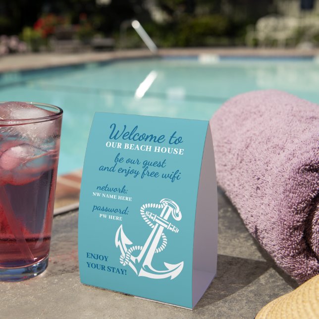 Custom Beach House Rentals Home Wifi Instructions (Insitu(On Table))