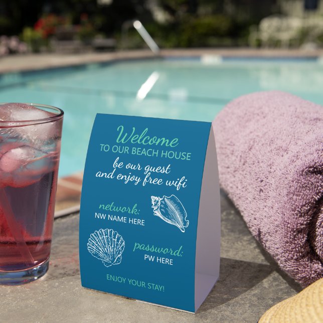 Custom Beach House Rentals Home Wifi Instructions (Insitu(On Table))