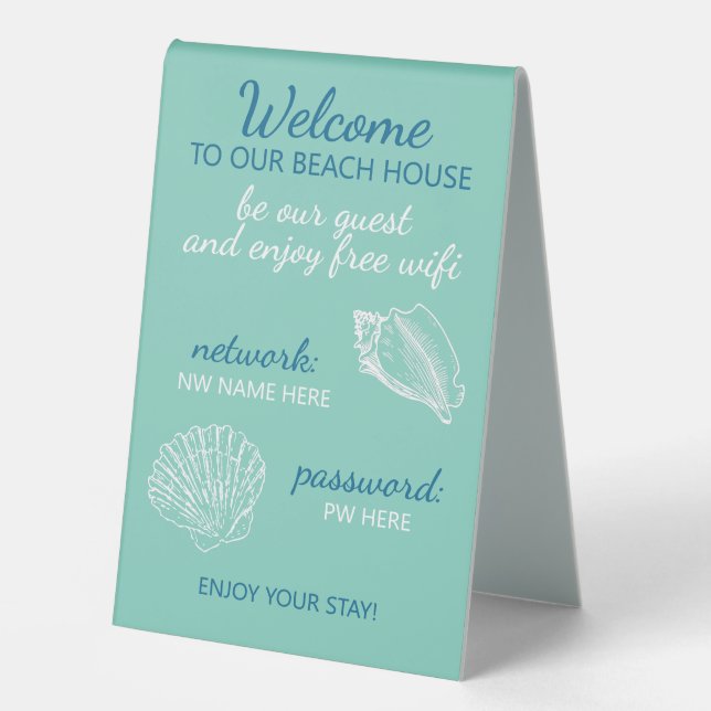 Custom Beach House Rentals Home Wifi Instructions (Front)