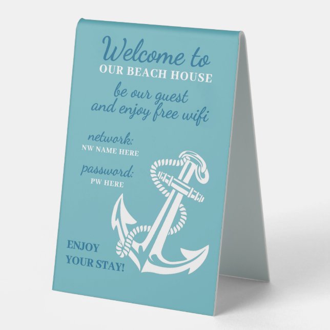 Custom Beach House Rentals Home Wifi Instructions (Front)