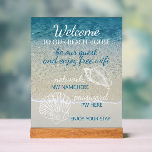 Custom Beach House Rentals Home Wifi Instructions Acrylic Sign