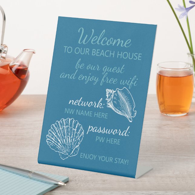 Custom Beach House Rentals Home Wifi Instructions  Pedestal Sign (In SItu)