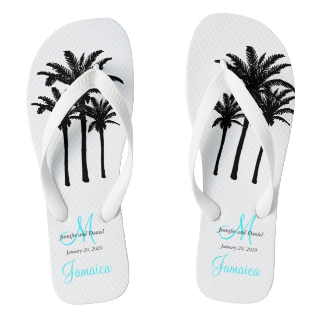Custom Beach Jamaica Wedding Flip Flops (Footbed)