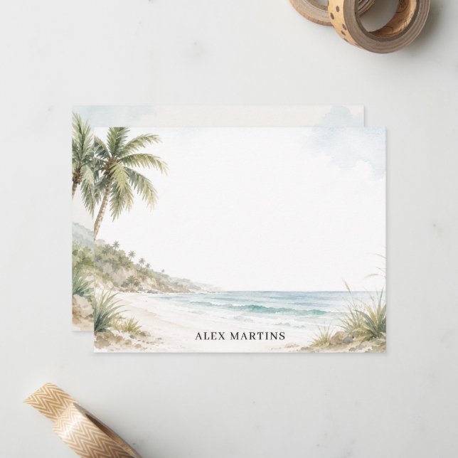 Custom Beach Note Card (Front/Back In Situ)