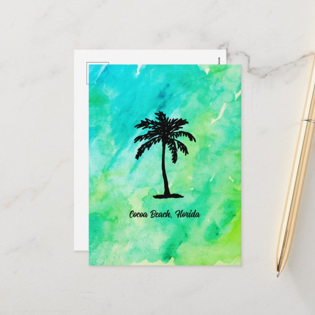 Custom Beach Palm Tree Beach Holiday Postcard (Front/Back In Situ)