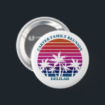 Custom Beach Palm Tree Family Reunion Name Tag 6 Cm Round Badge<br><div class="desc">Cool matching family reunion name tag button to wear on an island cruise. Features beautiful palm trees in front of a pretty pink beach sunset. Perfect custom buttons for your summer trip to the sea.</div>