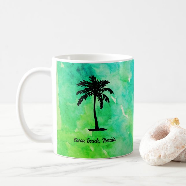 Custom Beach Palm Tree Nautical Coffee Mug (With Donut)