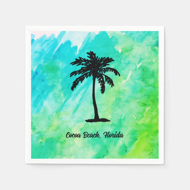 Custom Beach Palm Tree Nautical Napkin (Front)