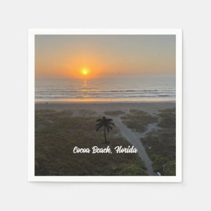 Custom Beach Palm Tree Nautical Sunset Napkin