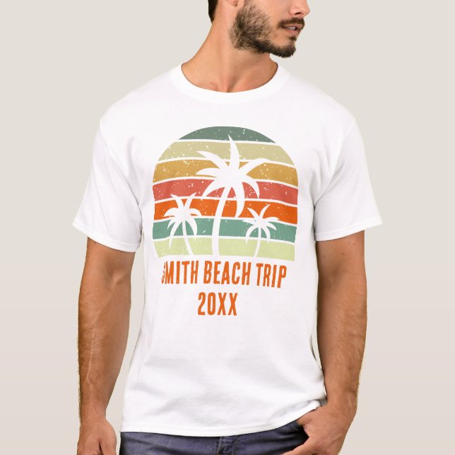Custom Beach Palm Tree Vacation Trip  T-Shirt (Front)