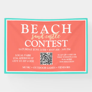 Custom Beach Sandcastle Contest Summer Event Banner