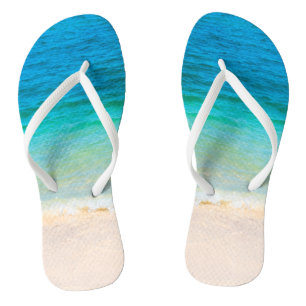Custom Beach Sea Waves Seaside Sand Template Thongs