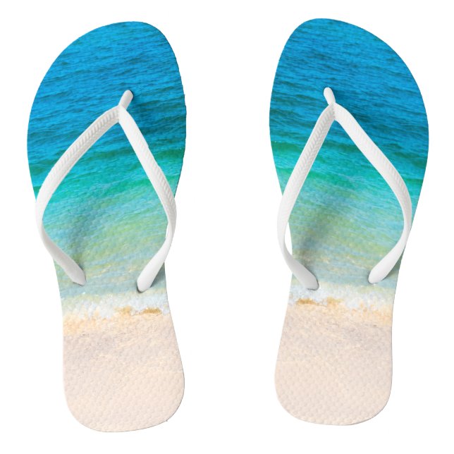 Custom Beach Sea Waves Seaside Sand Template Thongs (Footbed)