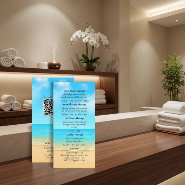 Custom Beach Spa Massage Services Menu Flyer (Creator Uploaded)