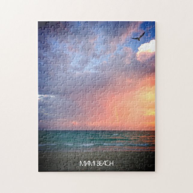 Custom Beach Sunset MIAMI BEACH Florida Romantic - Jigsaw Puzzle (Vertical)