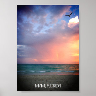Custom Beach Sunset MIAMI BEACH Florida Romantic Poster