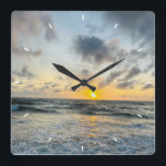 Custom Beach Sunset Wall Clock Ocean Waves Sand<br><div class="desc">Custom Beach Sunset Wall Clock Ocean Waves Sand Shore Photo Clock Coastal Home Decor Tropical Beach Landscape Clock Add Your Own Design</div>