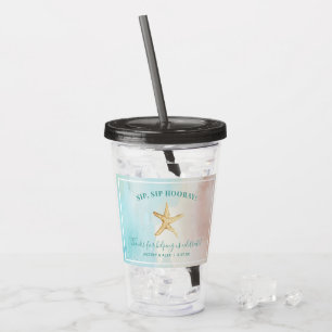 Custom Beach Themed Wedding Acrylic Tumbler