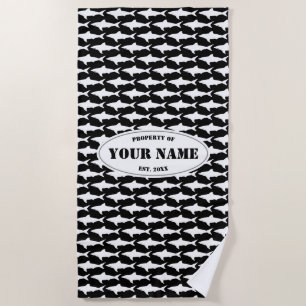 Custom beach towel with great white shark pattern