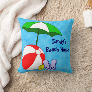 Custom Beach Umbrella and Ball Throw Pillow