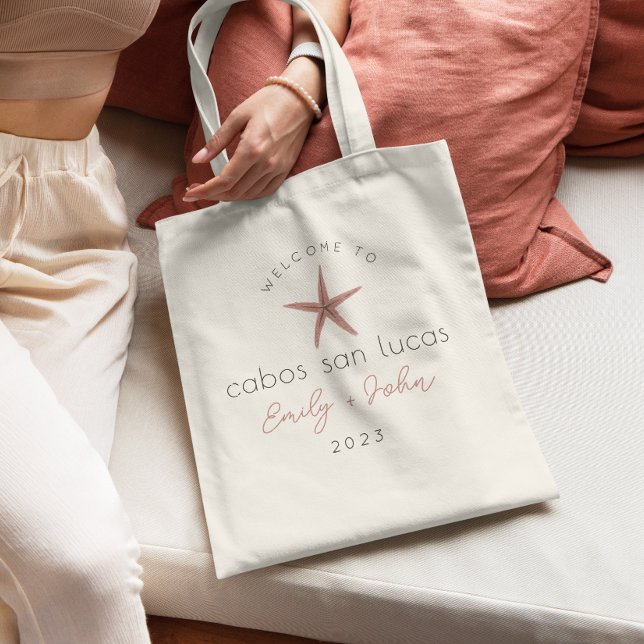 custom BEACH wedding welcome star fish tote bag (Creator Uploaded)