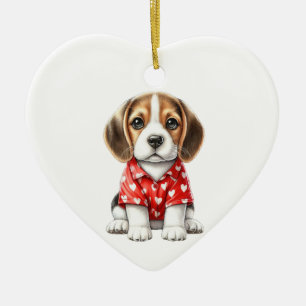 Custom Beagle Dog Fun Valentine Ornament
