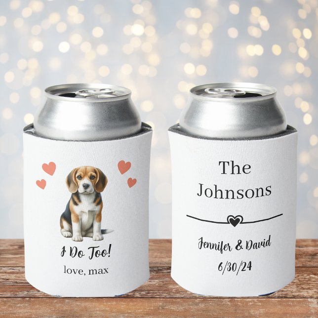 Custom Beagle Pet Wedding Can Cooler (Creator Uploaded)