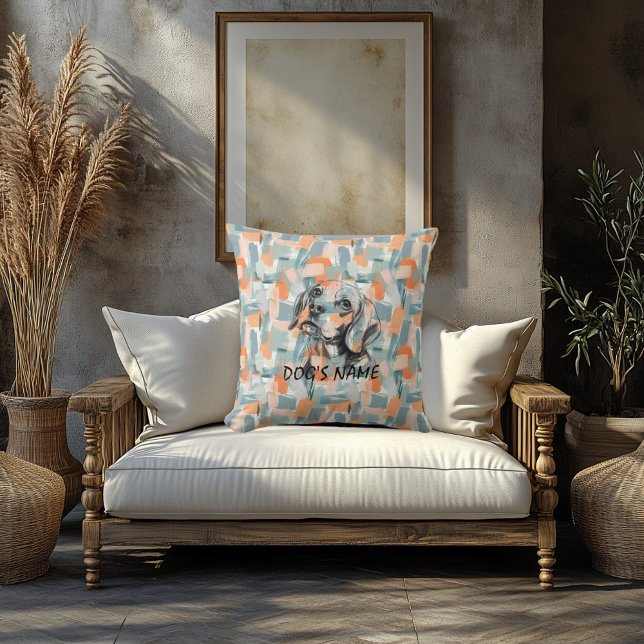 Custom Beagle Portrait Pillow Abstract Brushstroke (Creator Uploaded)