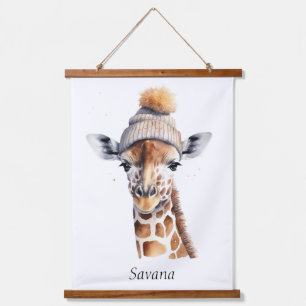 Custom Beanie Bunch Giraffe Winter Hat Decor Hanging Tapestry