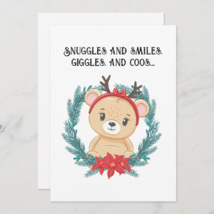 Custom Bear Baby First Christmas QR Code Greeting  Holiday Card