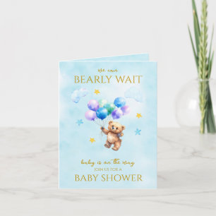 Custom Bear floating with balloons Baby Shower Invitation