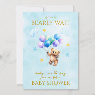 Custom Bear floating with balloons Invitation