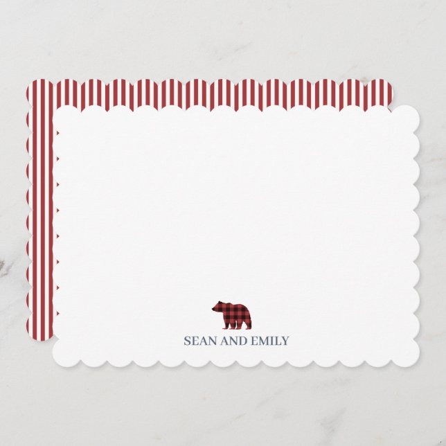 Custom Bear Mountain Christmas Stationary Thank You Card (Front/Back)