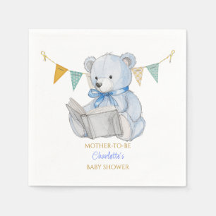 Custom Bear reading a book Baby Shower Napkin