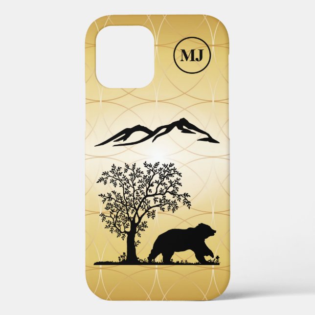 Custom Bear Silhouette Apple iPhone 12 Tough Case (Back)
