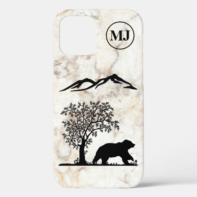 Custom Bear Silhouette Apple iPhone 12 Tough Case (Back)