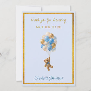 Custom Bear with balloons Thank you Baby Shower Card