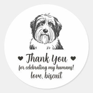 Custom Bearded Collie Dog Wedding Favour Stickers